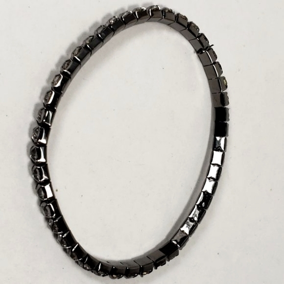 Black Metal - Sparking Round Crystal Stretch Bracelet - Women's Fashion, NWOT A6 - Picture 5 of 5